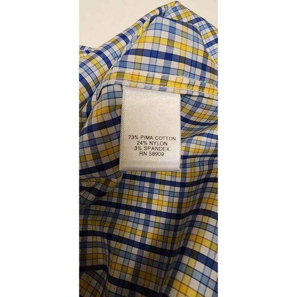 Cremieux Classics Long Sleeve Plaid Yellow/ Blue Button Down Dress Shirt XL - Picture 8 of 9